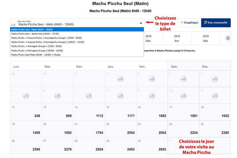 Disponibilité Machu Picchu Disponibilité des billets pour le Machu Picchu